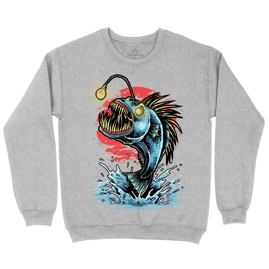 Fish Monster Mens Crew Neck Sweatshirt Horror D031