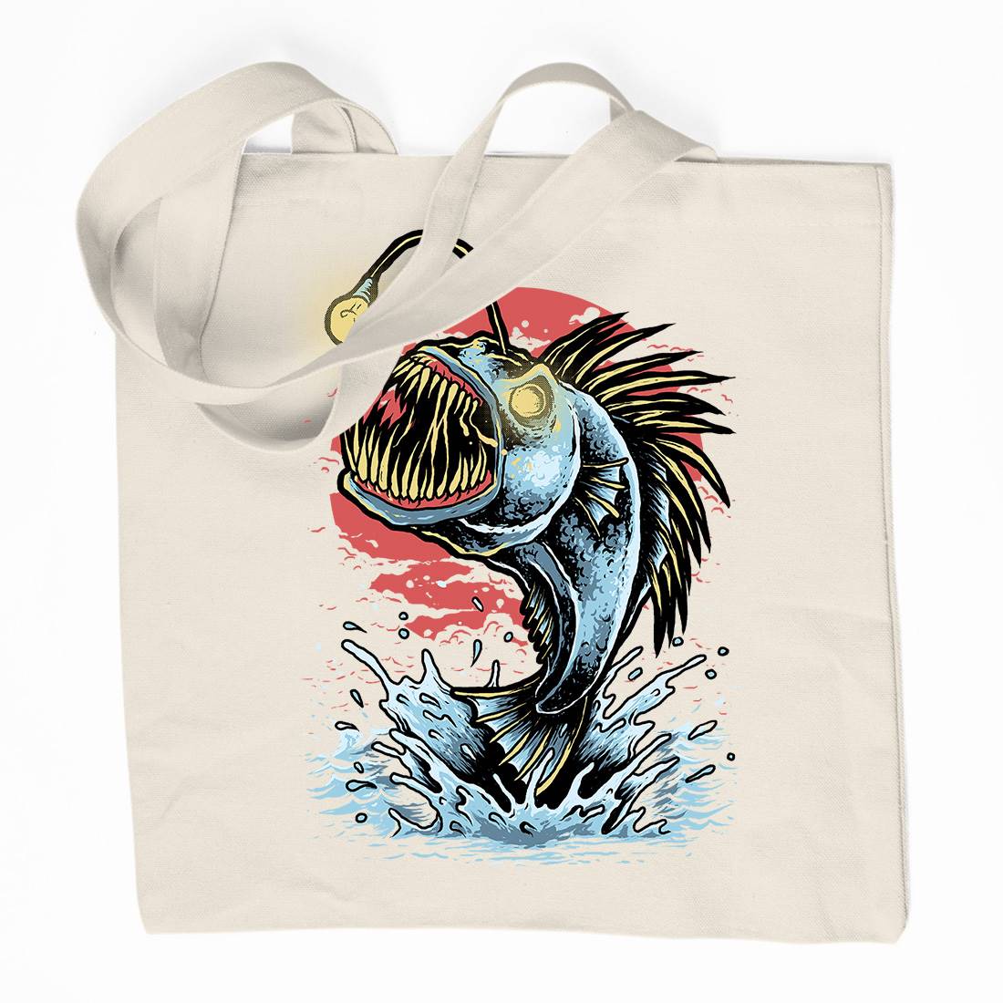 Fish Monster Organic Premium Cotton Tote Bag Horror D031