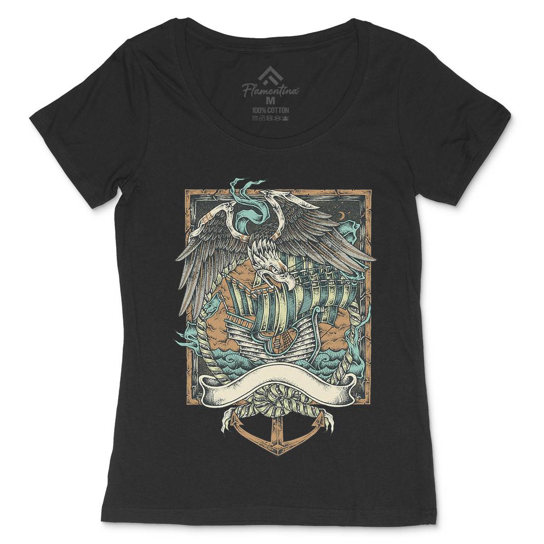Glorious Eagle Womens Scoop Neck T-Shirt Navy D033