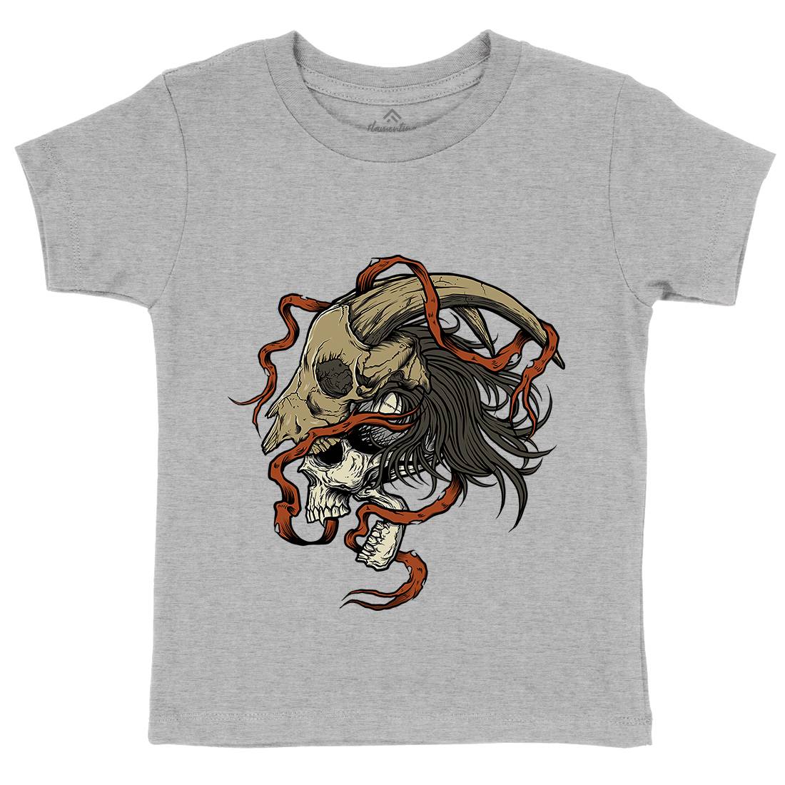 Goat Head Kids Organic Crew Neck T-Shirt Horror D034