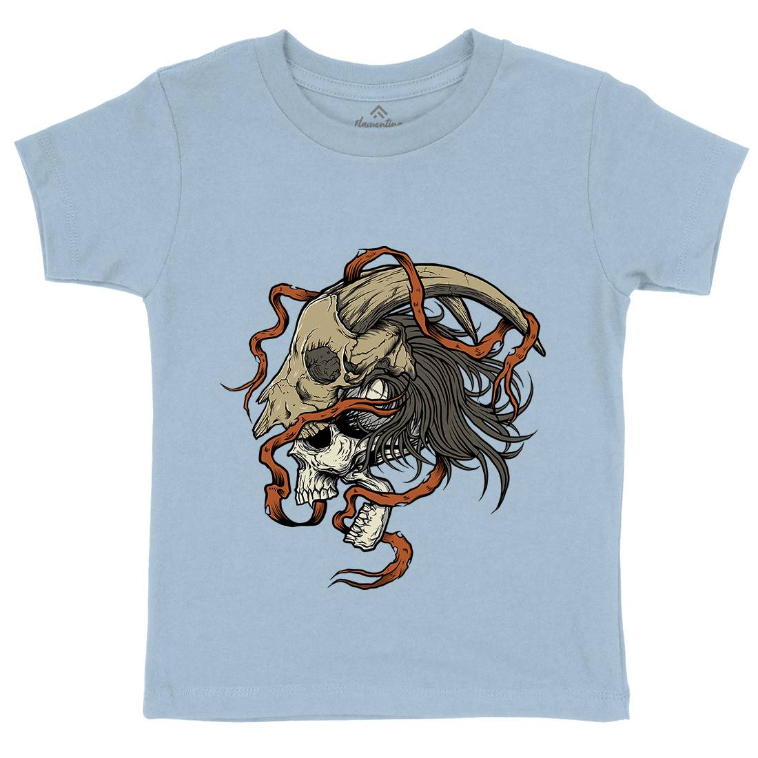 Goat Head Kids Crew Neck T-Shirt Horror D034