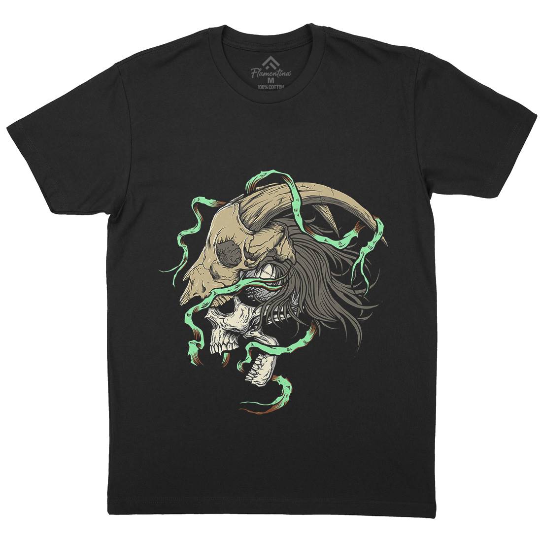 Goat Head Mens Crew Neck T-Shirt Horror D034