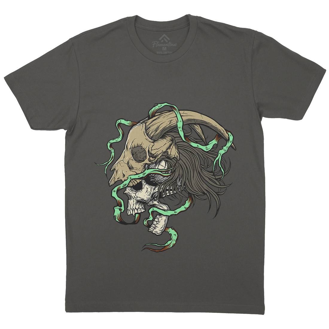 Goat Head Mens Crew Neck T-Shirt Horror D034