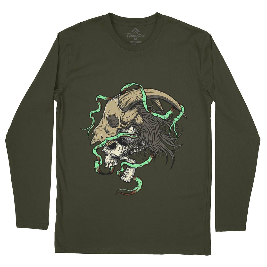 Goat Head Mens Long Sleeve T-Shirt Horror D034