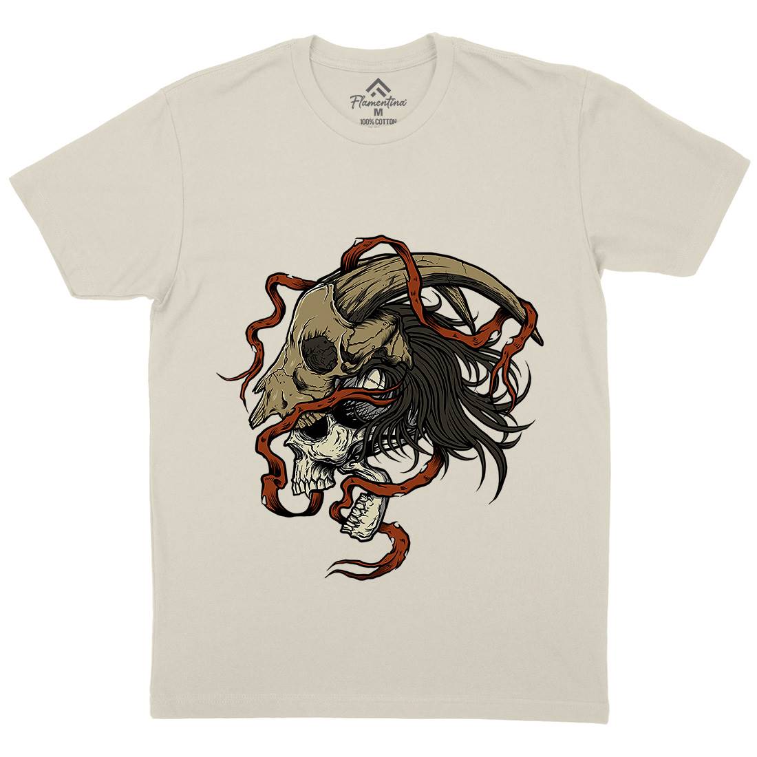 Goat Head Mens Organic Crew Neck T-Shirt Horror D034