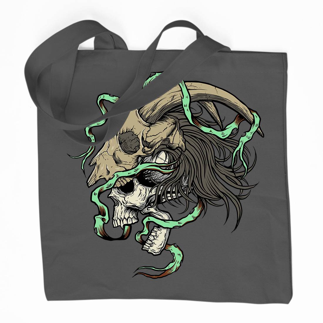 Goat Head Organic Premium Cotton Tote Bag Horror D034