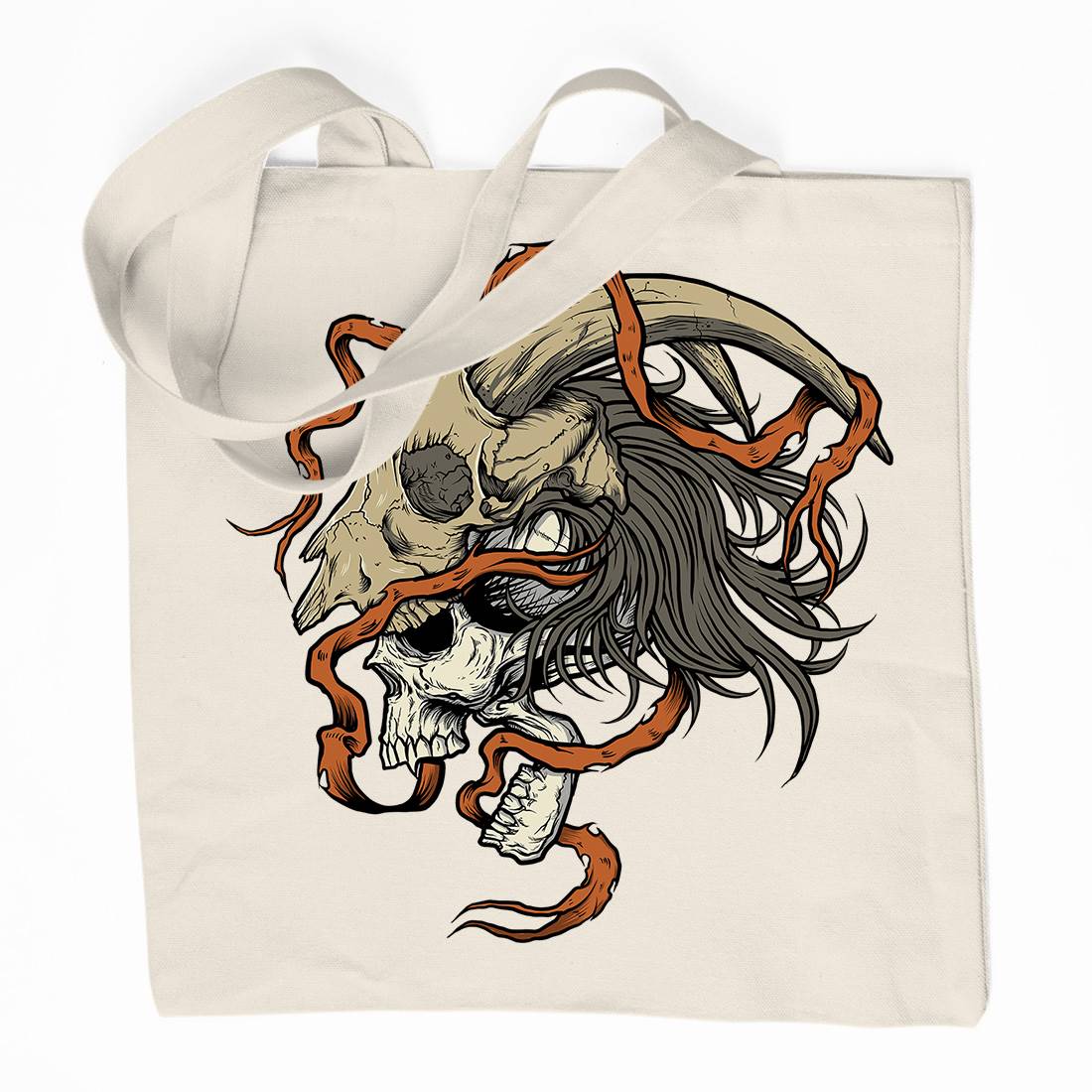 Goat Head Organic Premium Cotton Tote Bag Horror D034