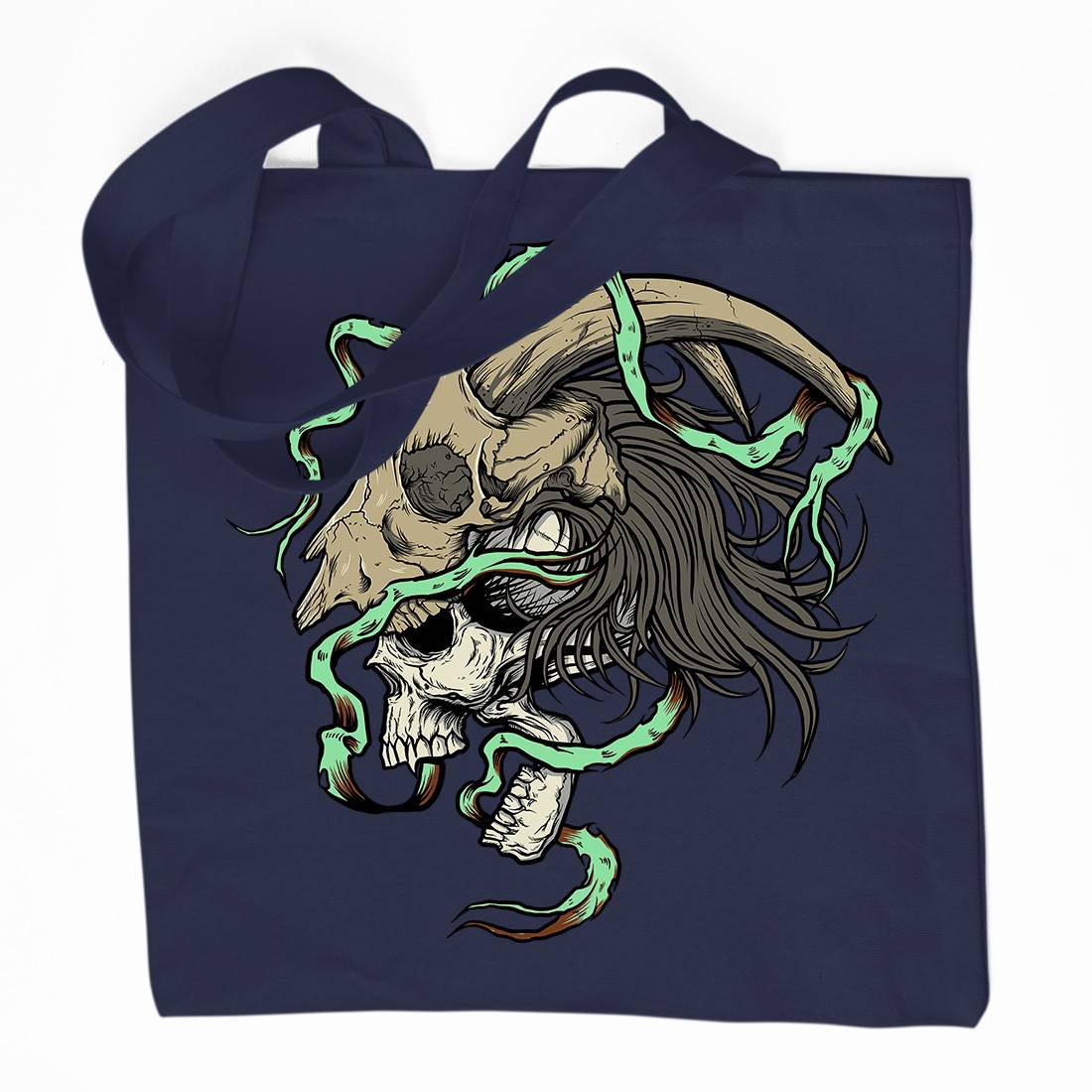 Goat Head Organic Premium Cotton Tote Bag Horror D034