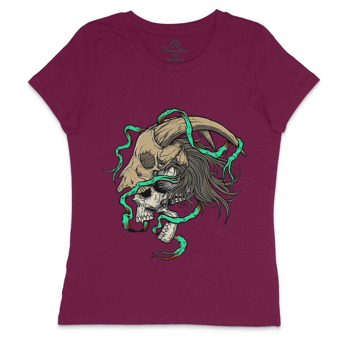 Goat Head Womens Crew Neck T-Shirt Horror D034