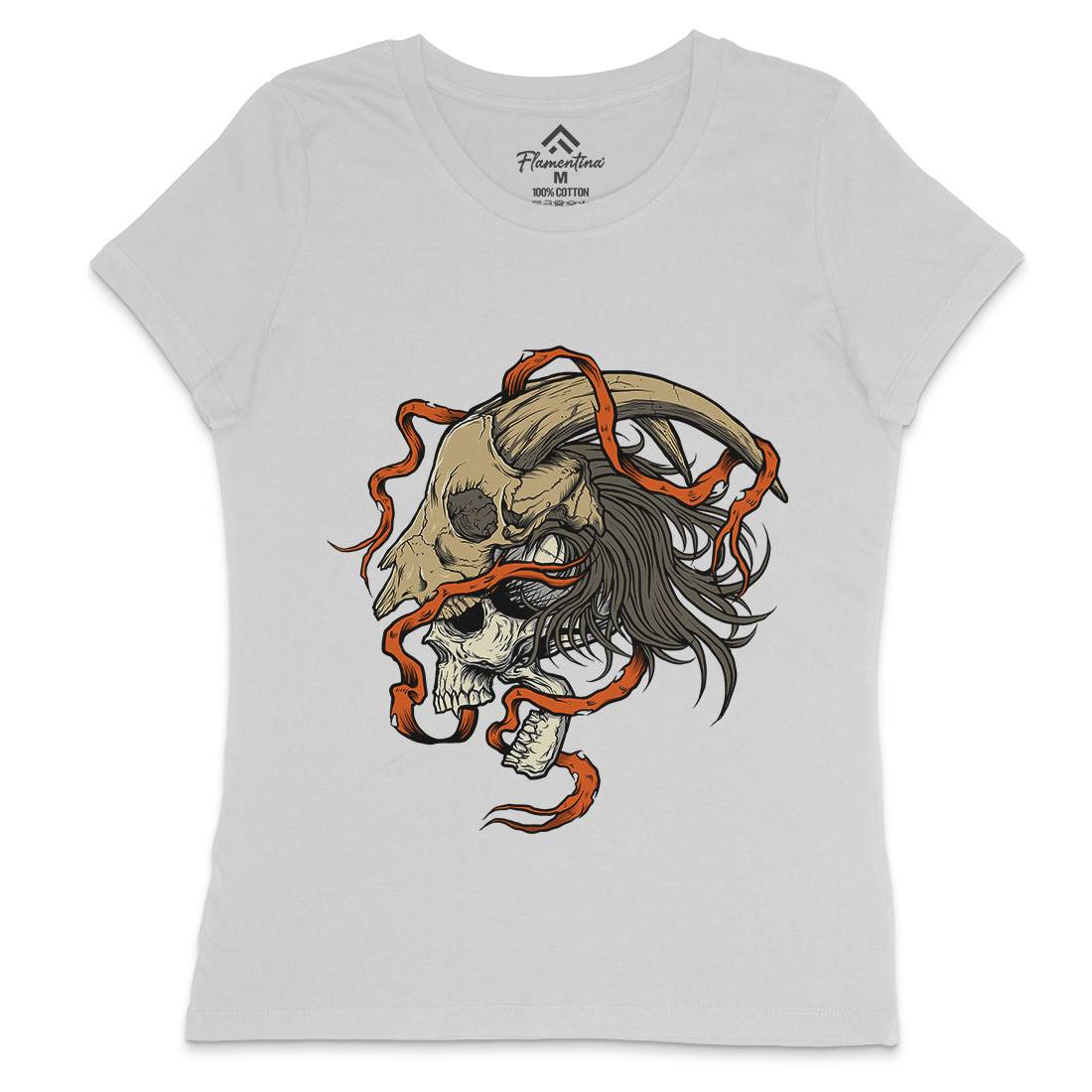 Goat Head Womens Crew Neck T-Shirt Horror D034
