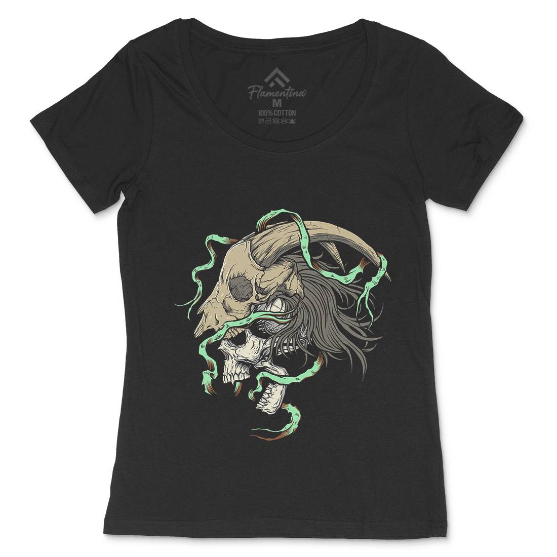 Goat Head Womens Scoop Neck T-Shirt Horror D034