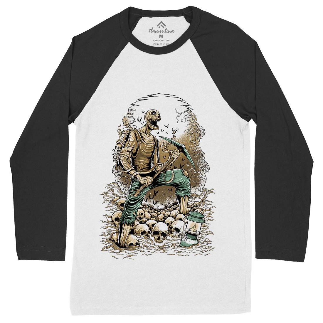 Grave Digger Mens Long Sleeve Baseball T-Shirt Horror D035