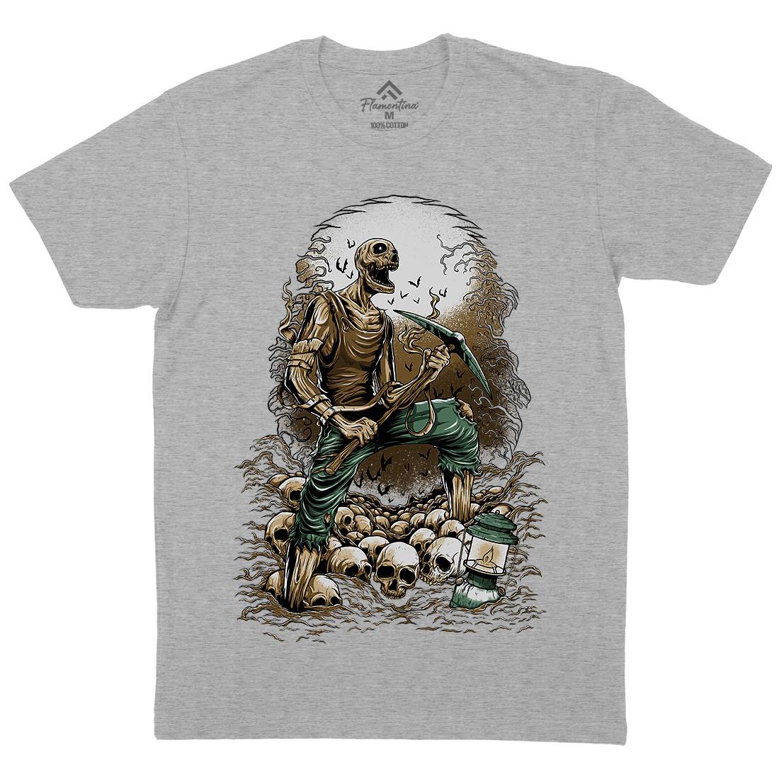 Grave Digger Mens Organic Crew Neck T-Shirt Horror D035