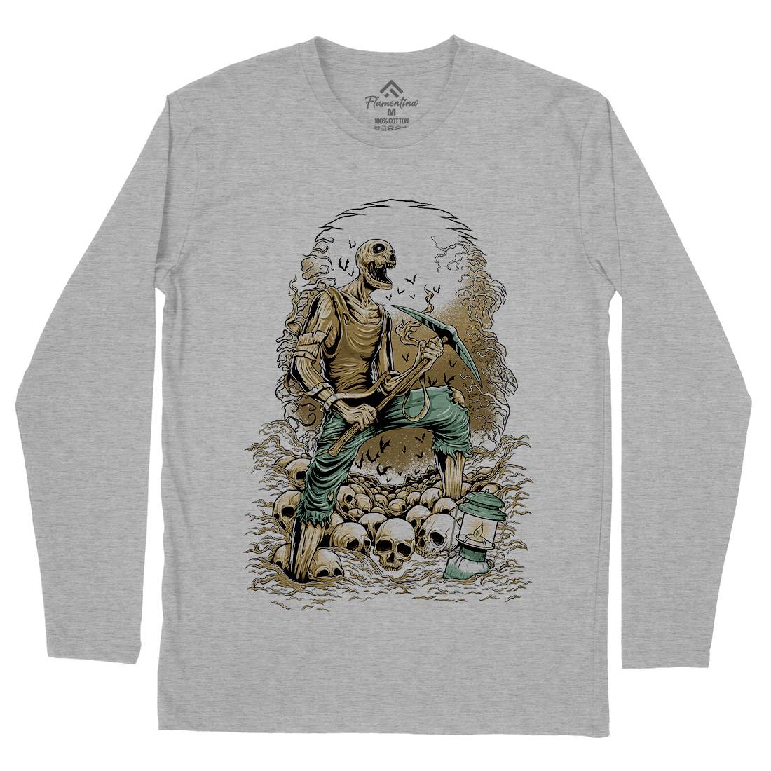 Grave Digger Mens Long Sleeve T-Shirt Horror D035