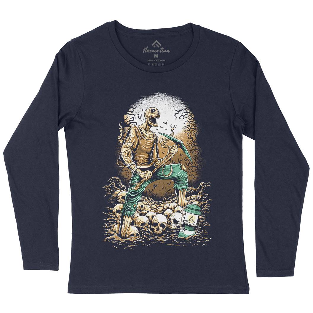 Grave Digger Womens Long Sleeve T-Shirt Horror D035