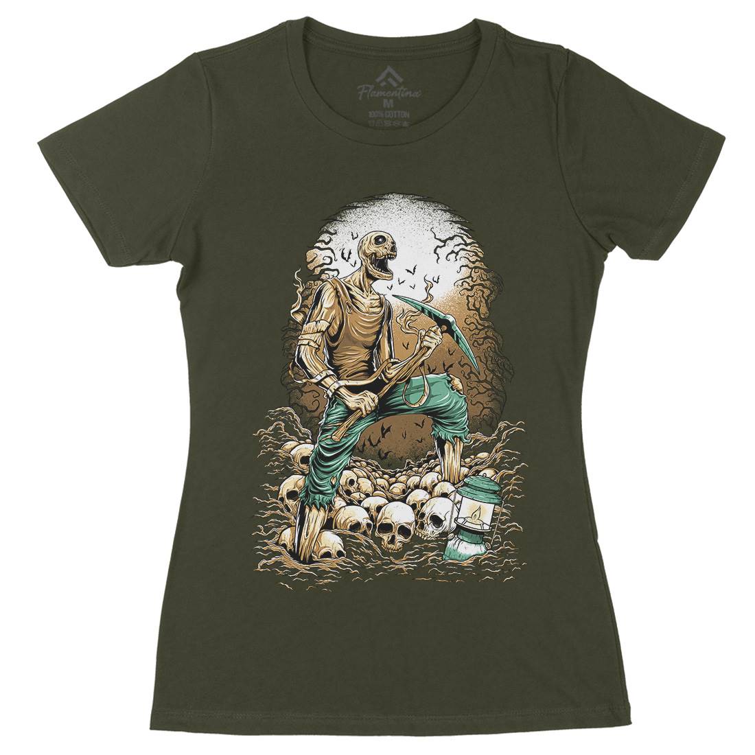 Grave Digger Womens Organic Crew Neck T-Shirt Horror D035