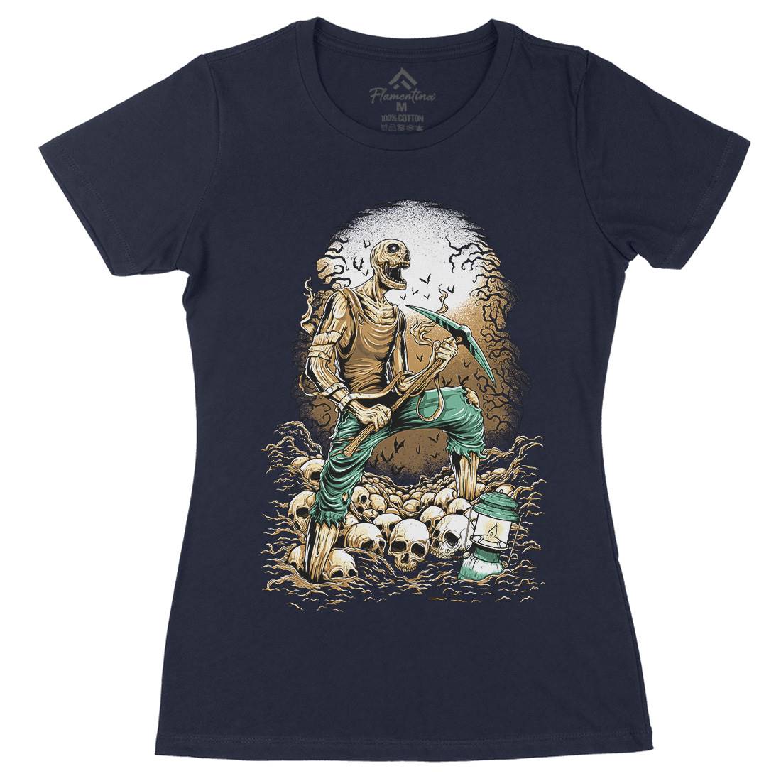 Grave Digger Womens Organic Crew Neck T-Shirt Horror D035