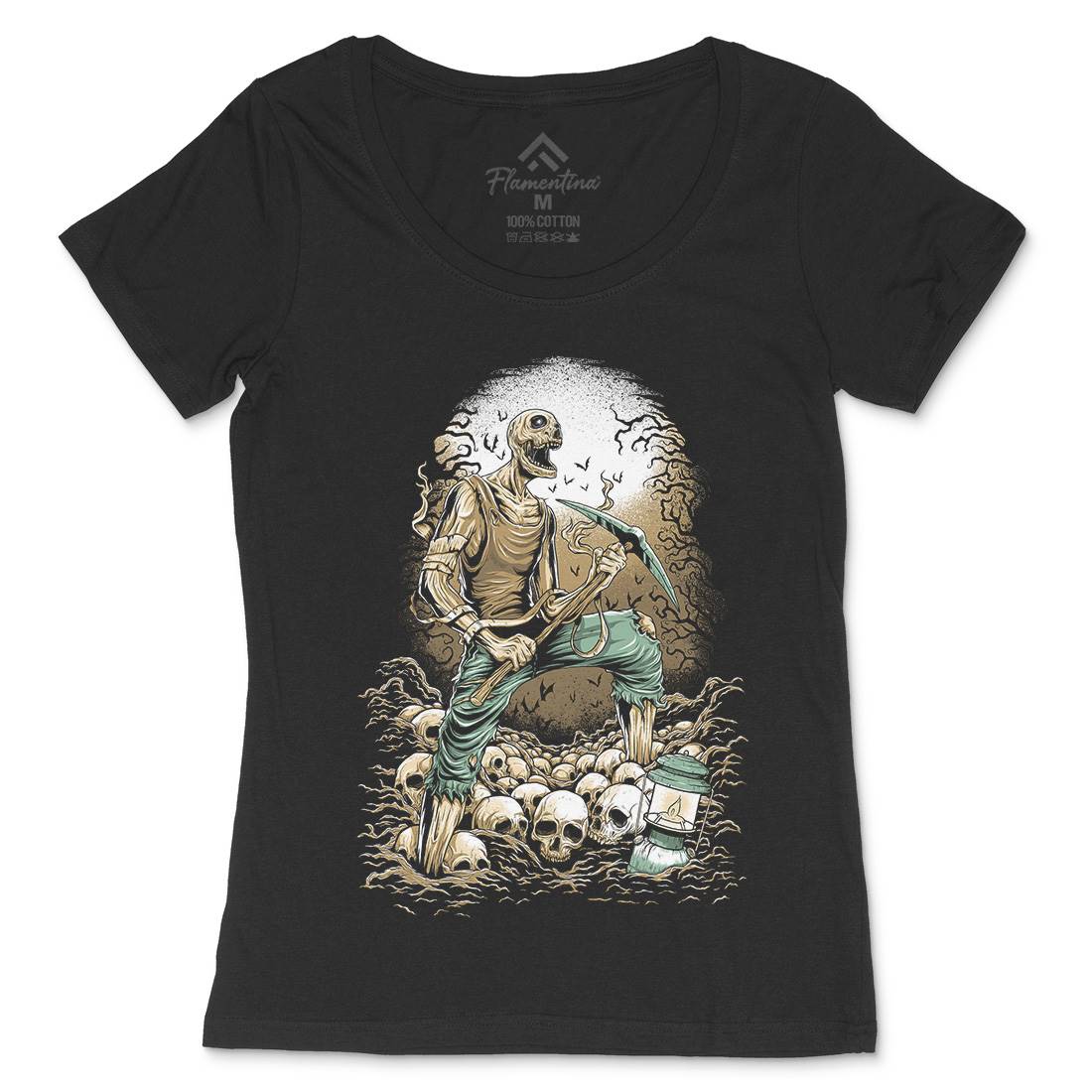 Grave Digger Womens Scoop Neck T-Shirt Horror D035