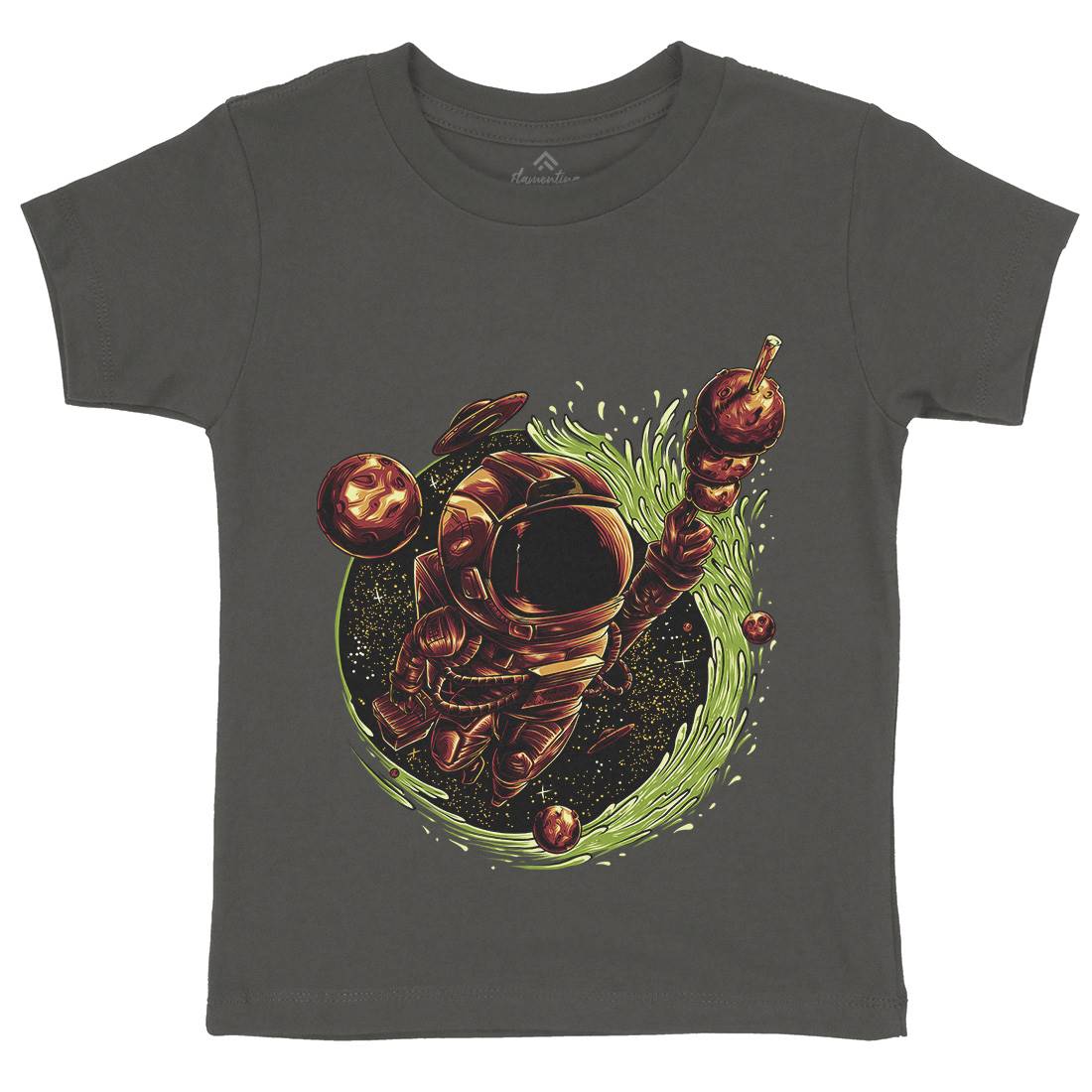 Grilled Meatball Kids Organic Crew Neck T-Shirt Space D037