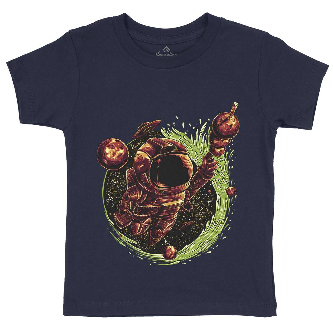 Grilled Meatball Kids Organic Crew Neck T-Shirt Space D037