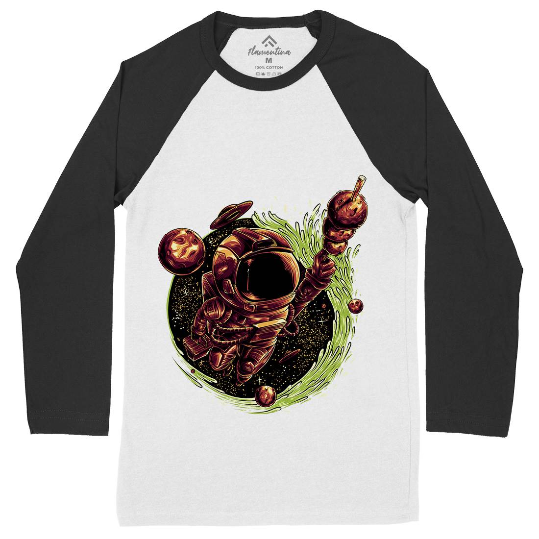 Grilled Meatball Mens Long Sleeve Baseball T-Shirt Space D037