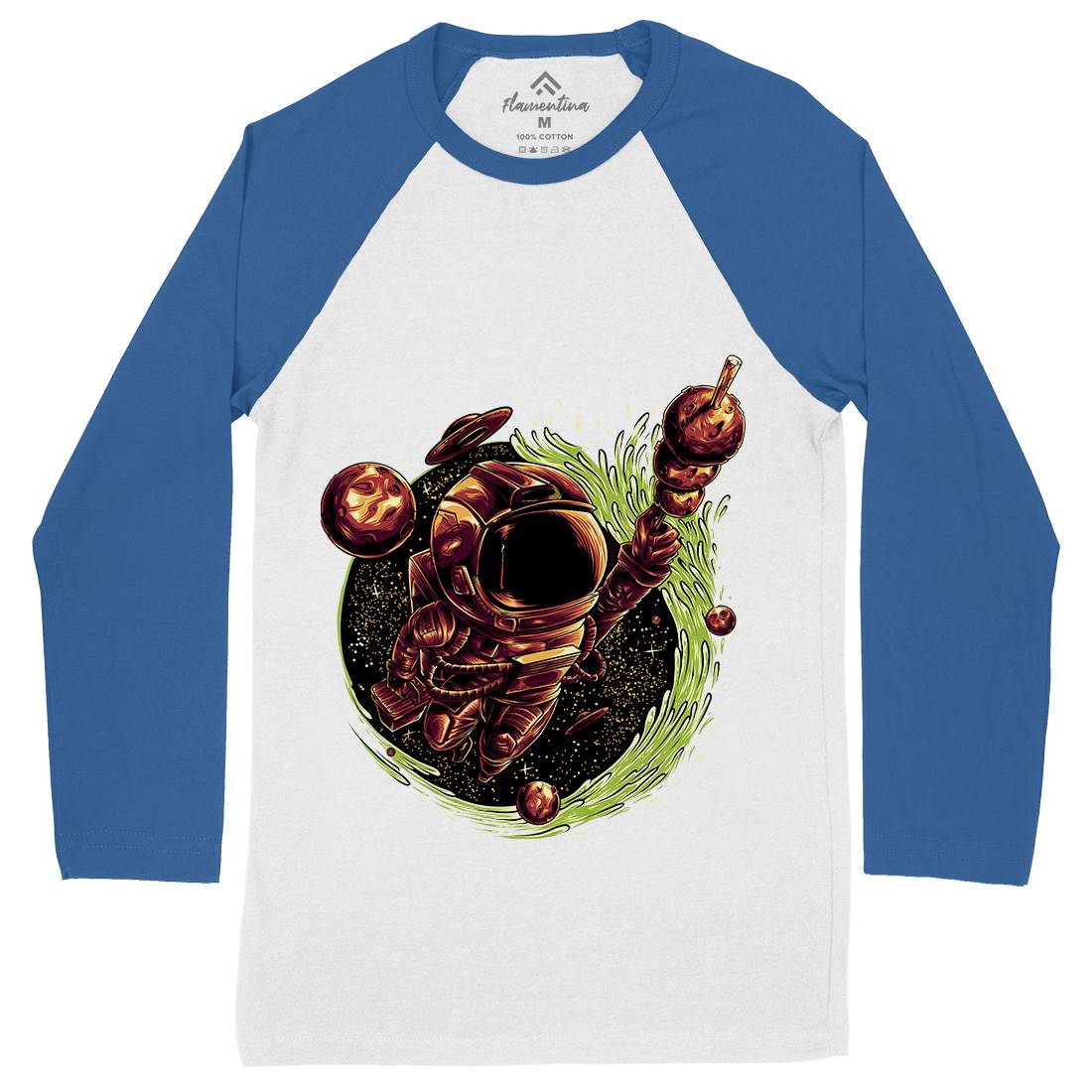 Grilled Meatball Mens Long Sleeve Baseball T-Shirt Space D037