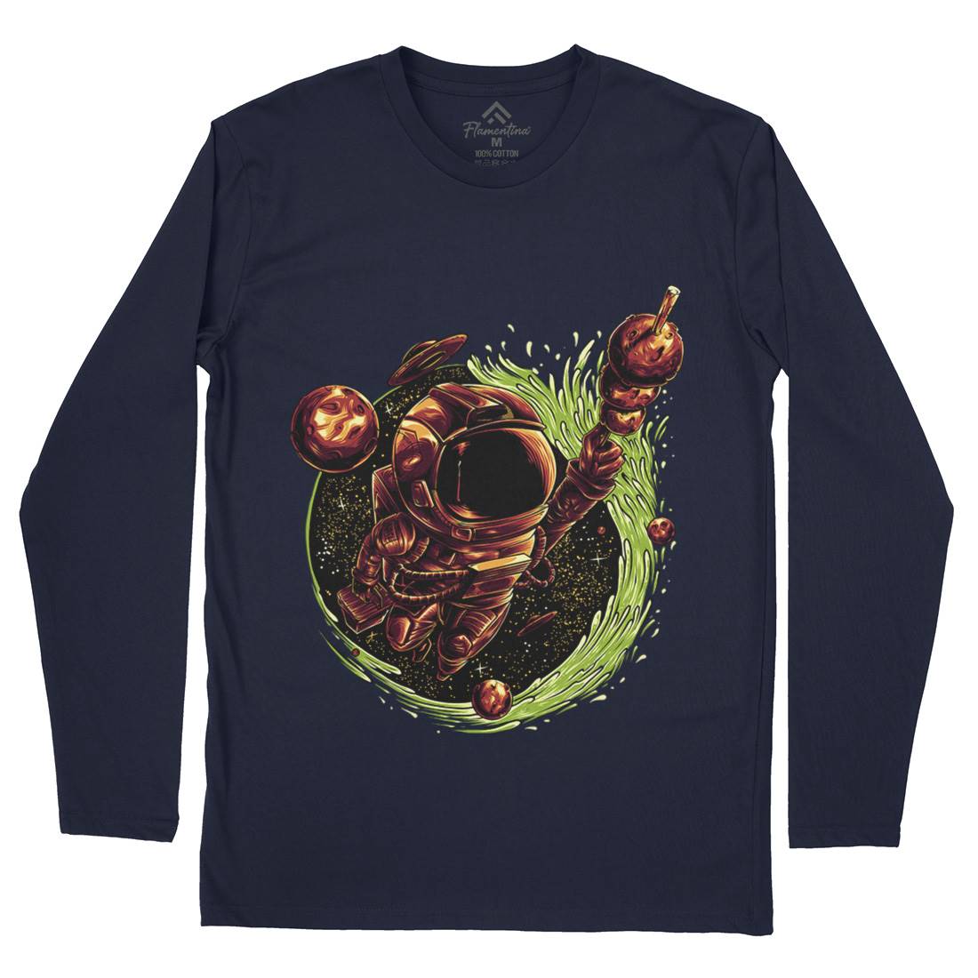 Grilled Meatball Mens Long Sleeve T-Shirt Space D037