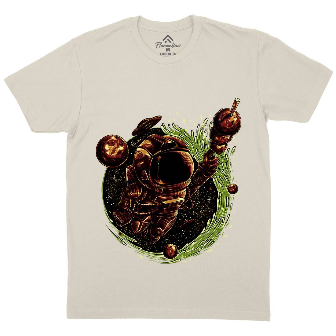 Grilled Meatball Mens Organic Crew Neck T-Shirt Space D037