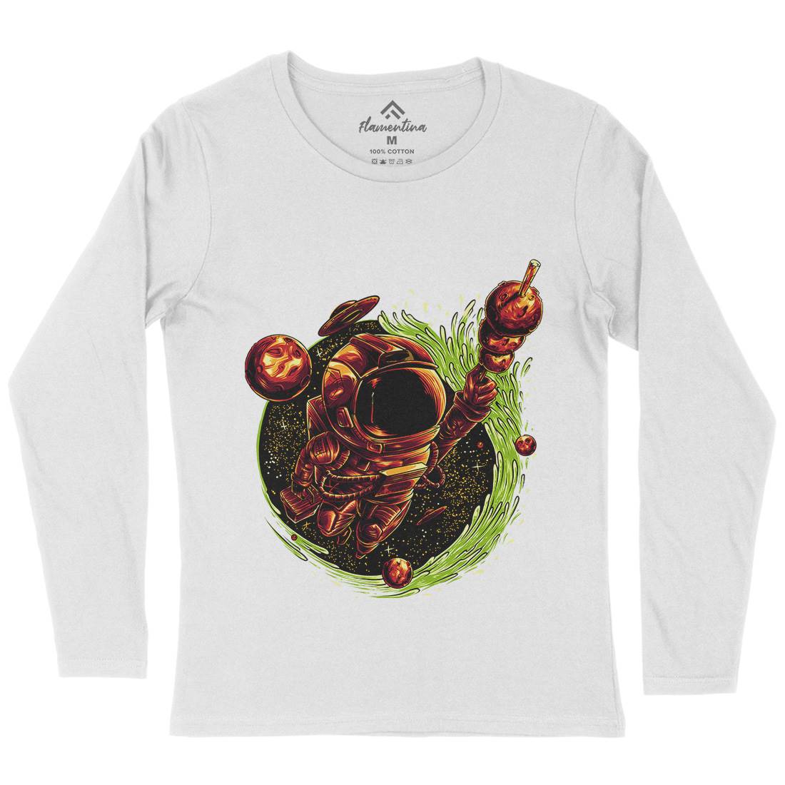Grilled Meatball Womens Long Sleeve T-Shirt Space D037