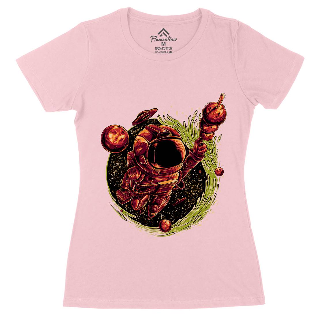 Grilled Meatball Womens Organic Crew Neck T-Shirt Space D037