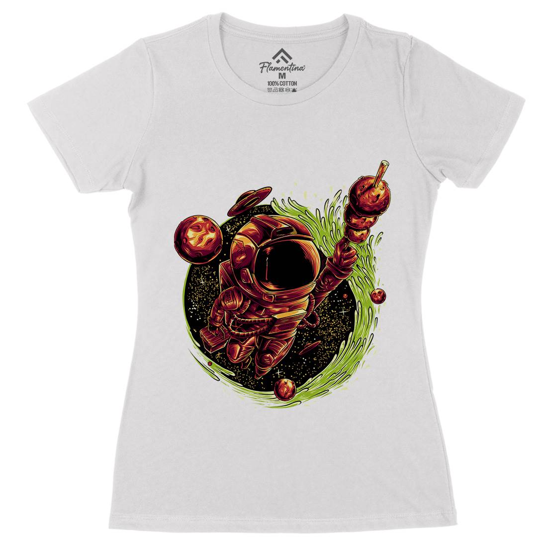 Grilled Meatball Womens Organic Crew Neck T-Shirt Space D037