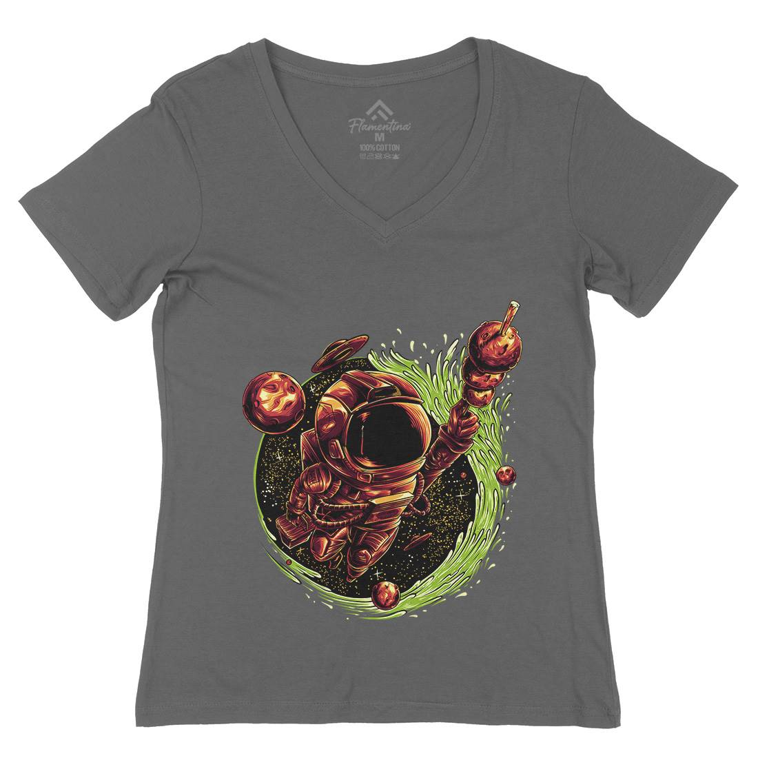 Grilled Meatball Womens Organic V-Neck T-Shirt Space D037