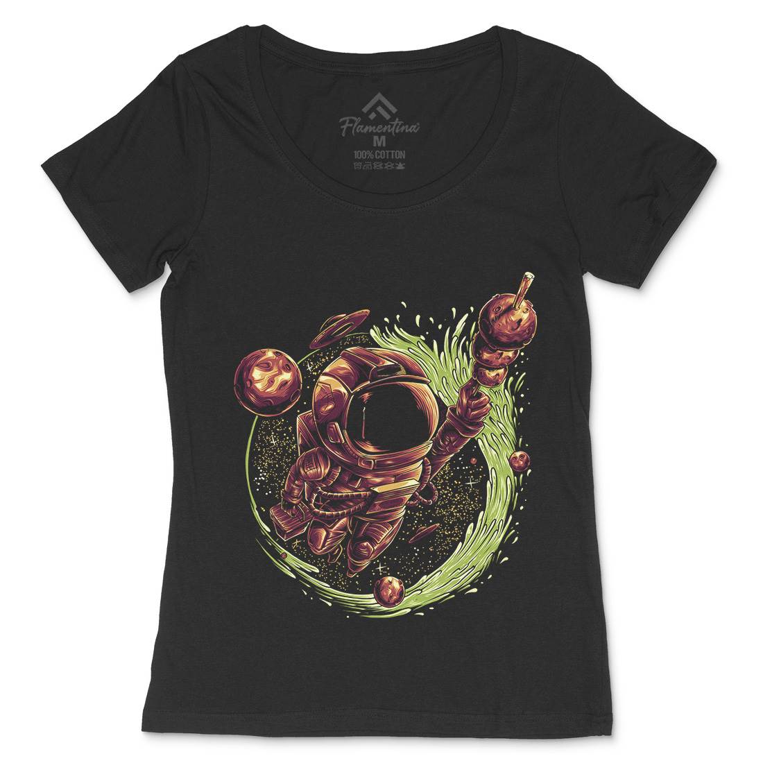 Grilled Meatball Womens Scoop Neck T-Shirt Space D037