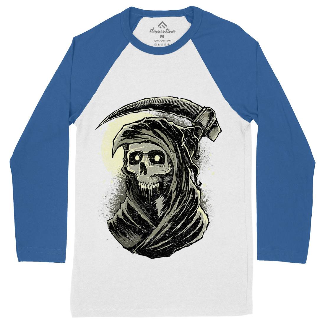 Grim Reaper Mens Long Sleeve Baseball T-Shirt Horror D039