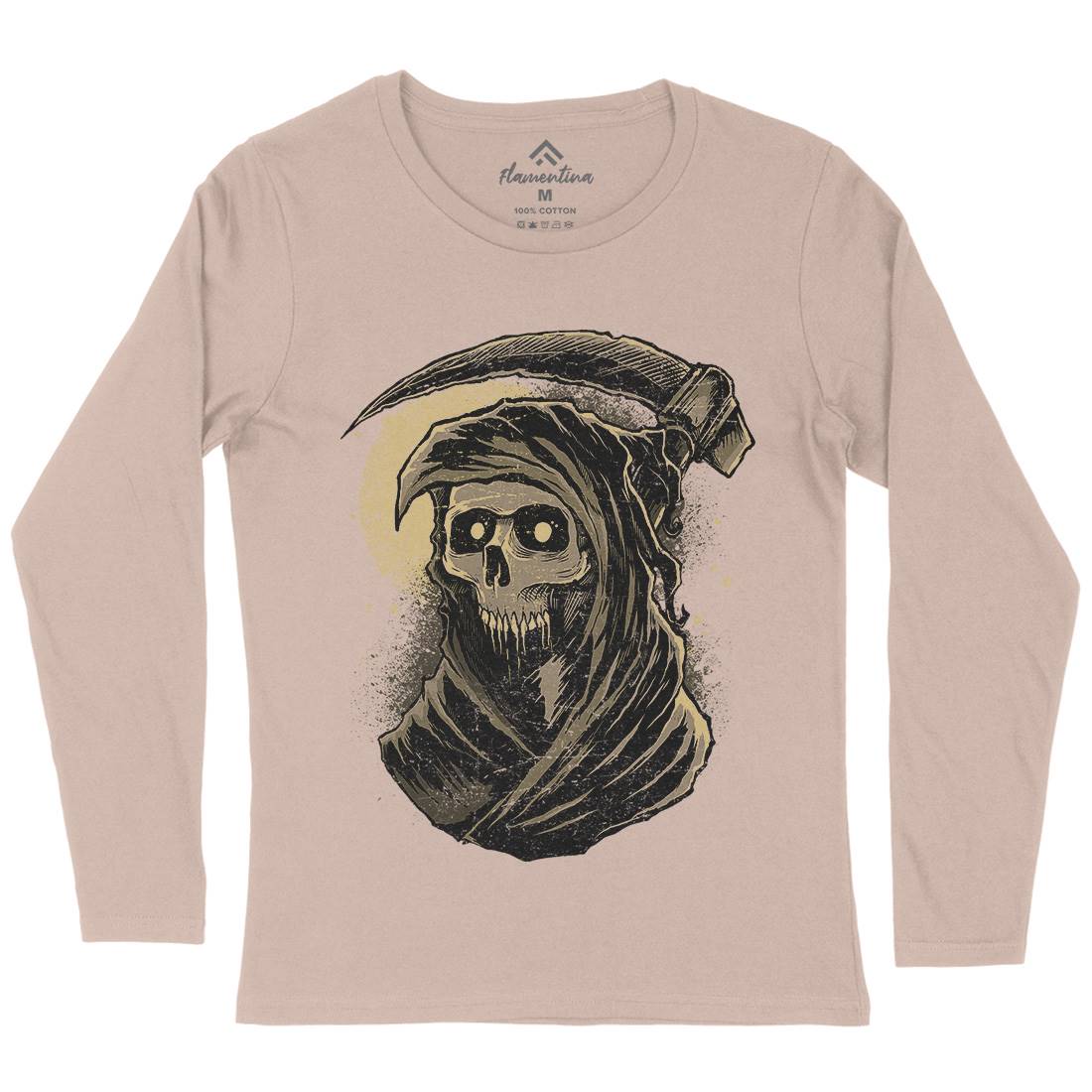Grim Reaper Womens Long Sleeve T-Shirt Horror D039