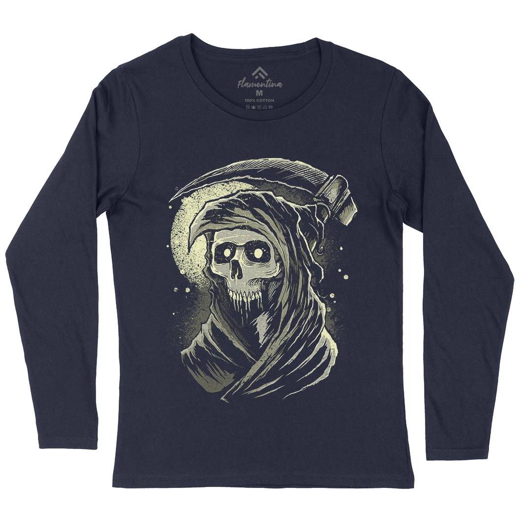 Grim Reaper Womens Long Sleeve T-Shirt Horror D039