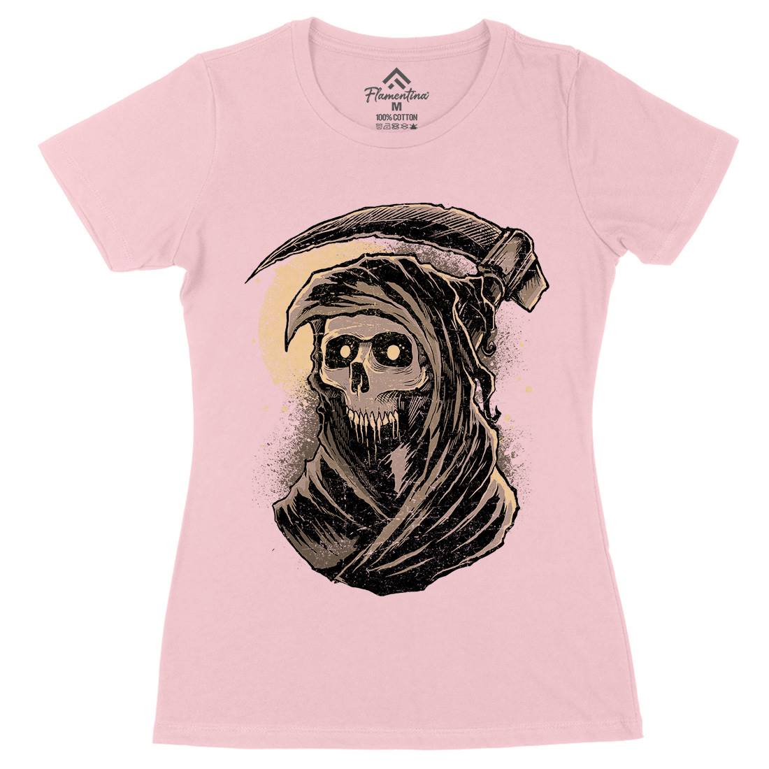 Grim Reaper Womens Organic Crew Neck T-Shirt Horror D039