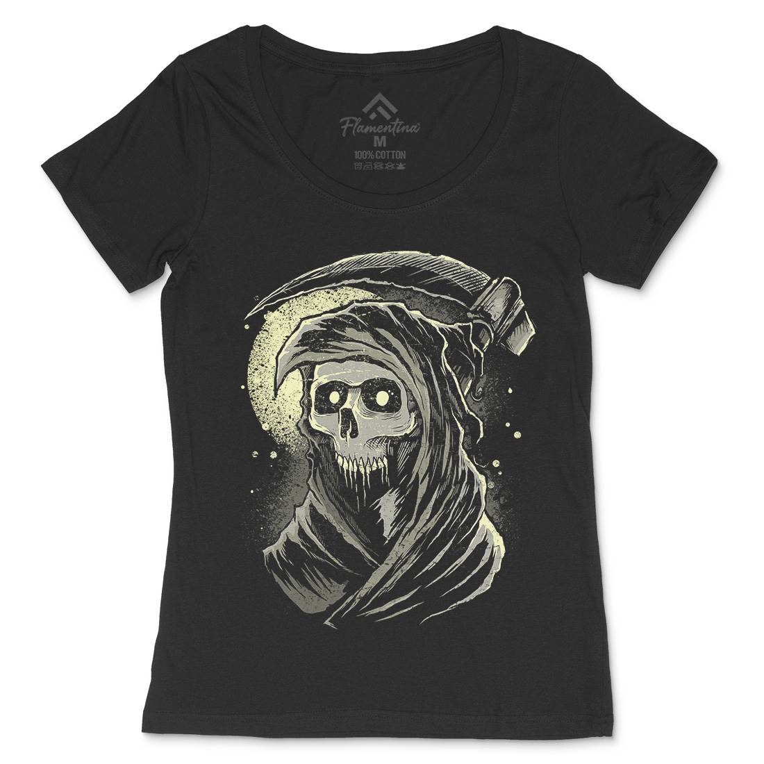 Grim Reaper Womens Scoop Neck T-Shirt Horror D039