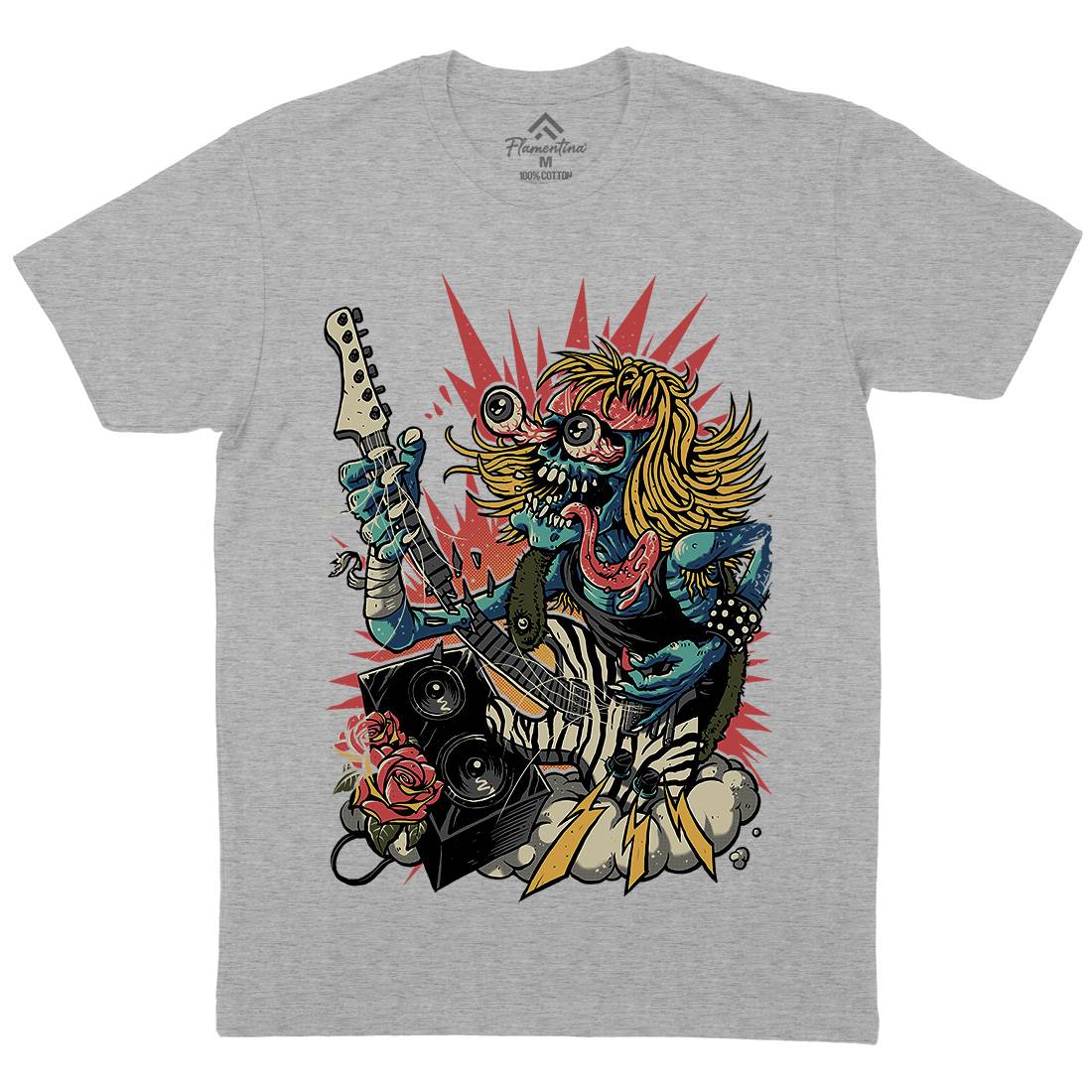 Guitar Shredder Mens Organic Crew Neck T-Shirt Music D040