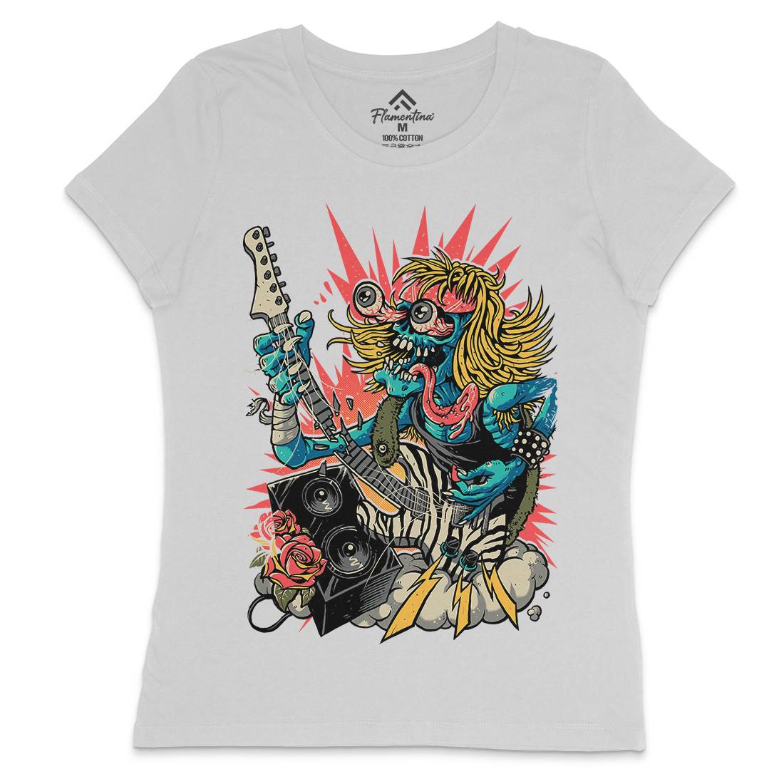 Guitar Shredder Womens Crew Neck T-Shirt Music D040