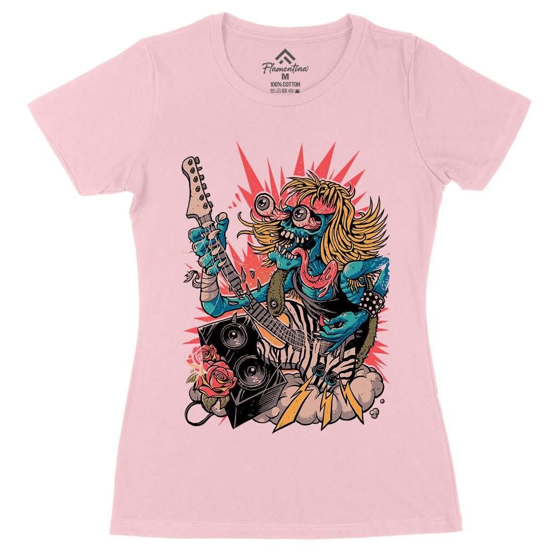 Guitar Shredder Womens Organic Crew Neck T-Shirt Music D040