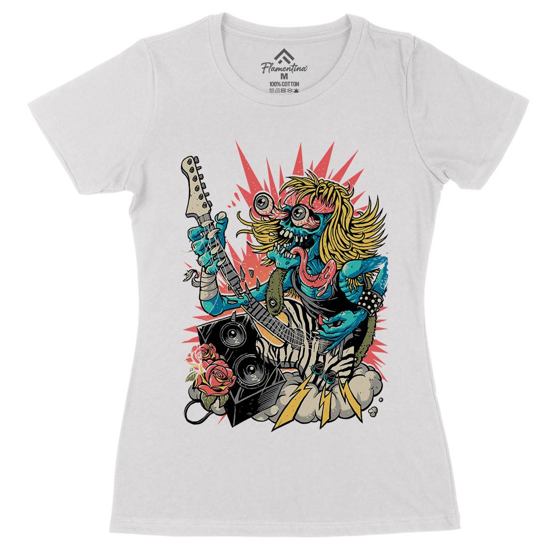 Guitar Shredder Womens Organic Crew Neck T-Shirt Music D040