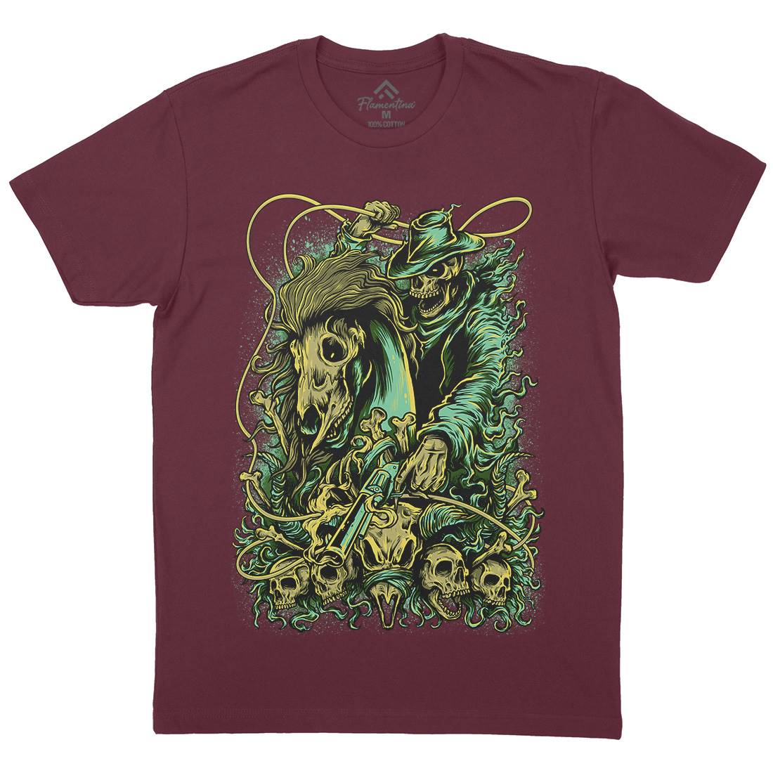 Gunslinger Mens Organic Crew Neck T-Shirt Horror D041