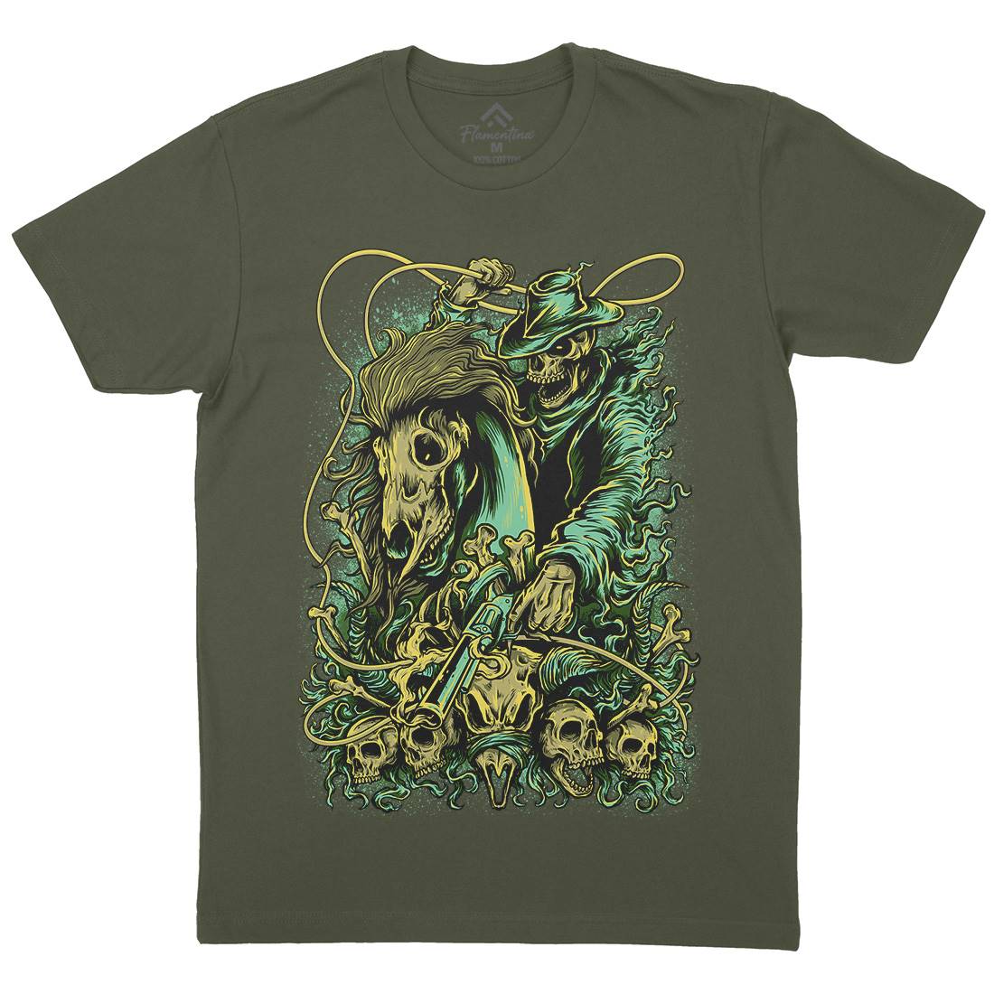 Gunslinger Mens Crew Neck T-Shirt Horror D041