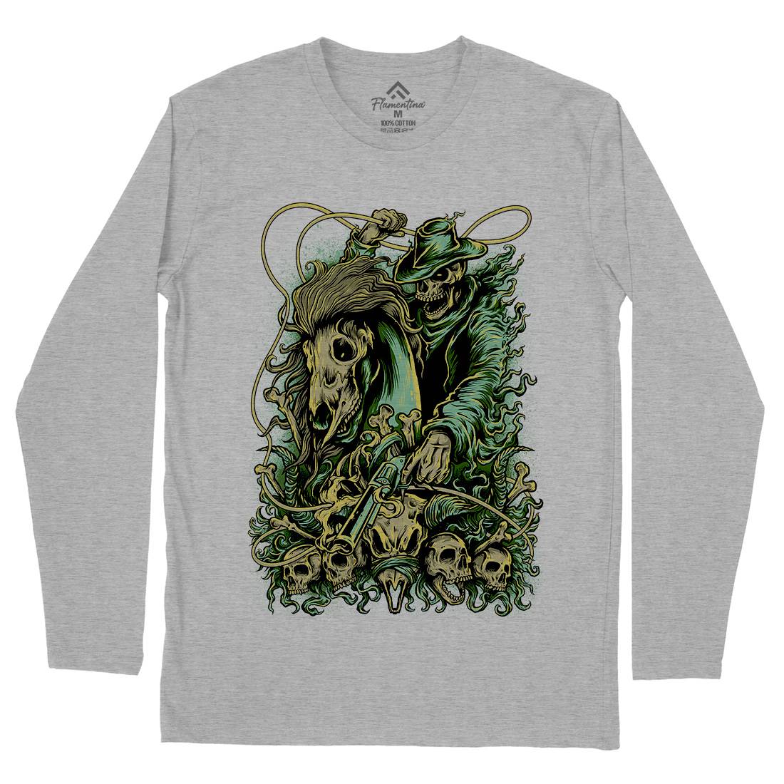 Gunslinger Mens Long Sleeve T-Shirt Horror D041