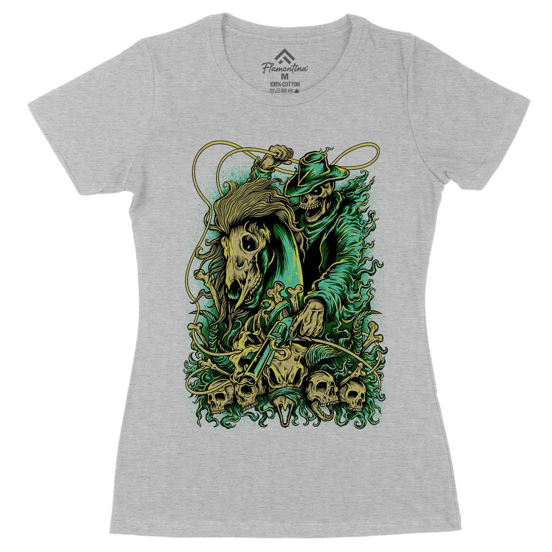 Gunslinger Womens Organic Crew Neck T-Shirt Horror D041