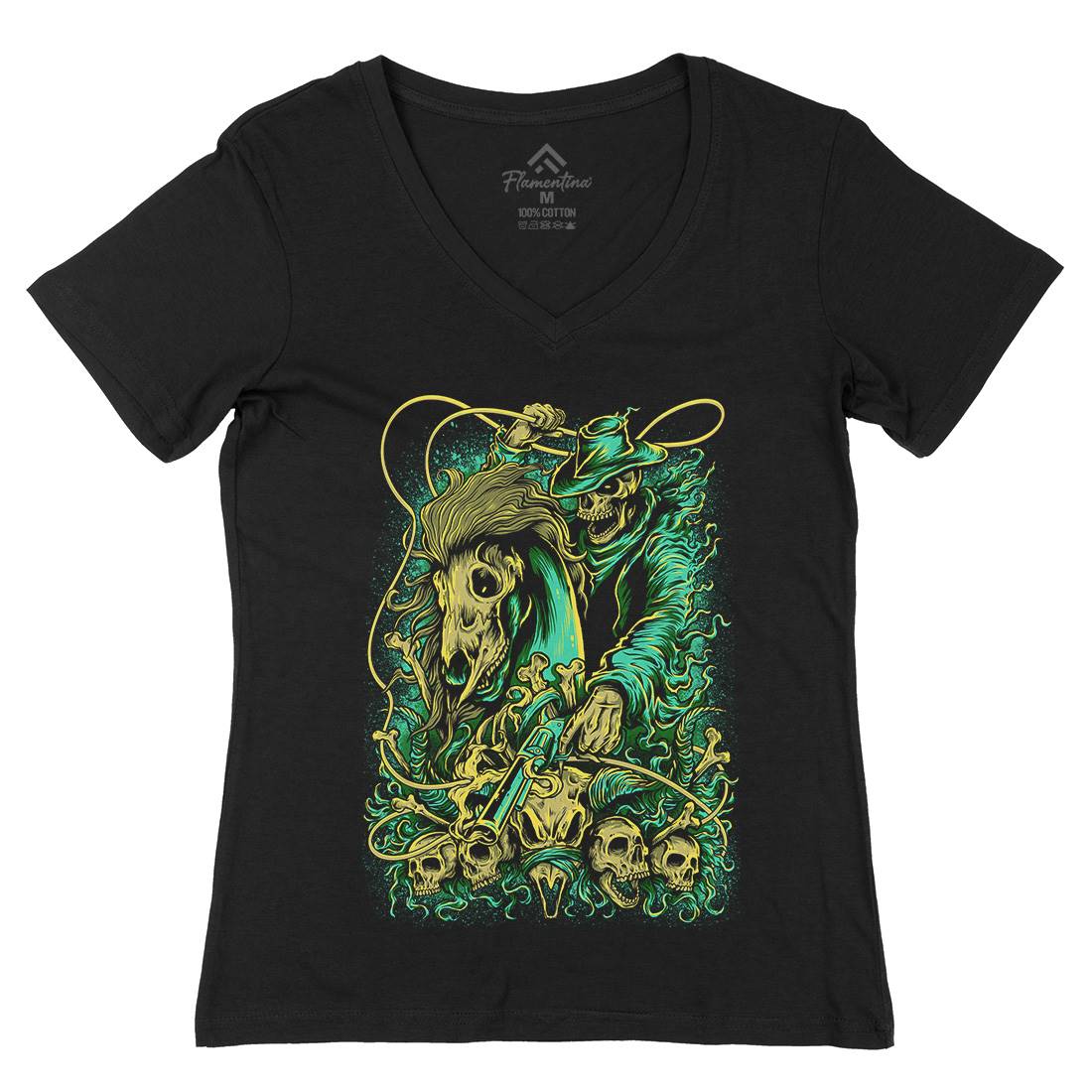 Gunslinger Womens Organic V-Neck T-Shirt Horror D041