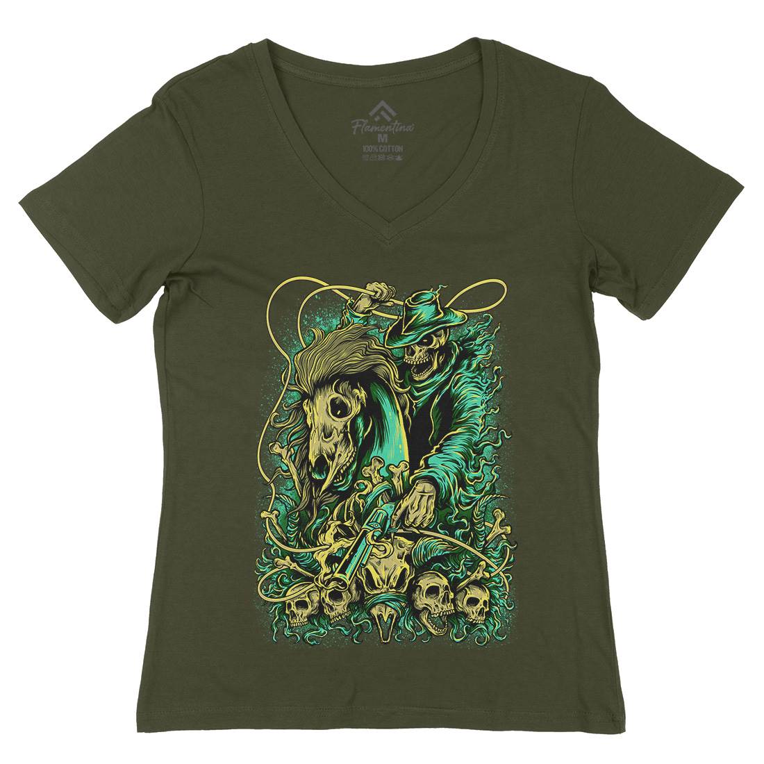Gunslinger Womens Organic V-Neck T-Shirt Horror D041