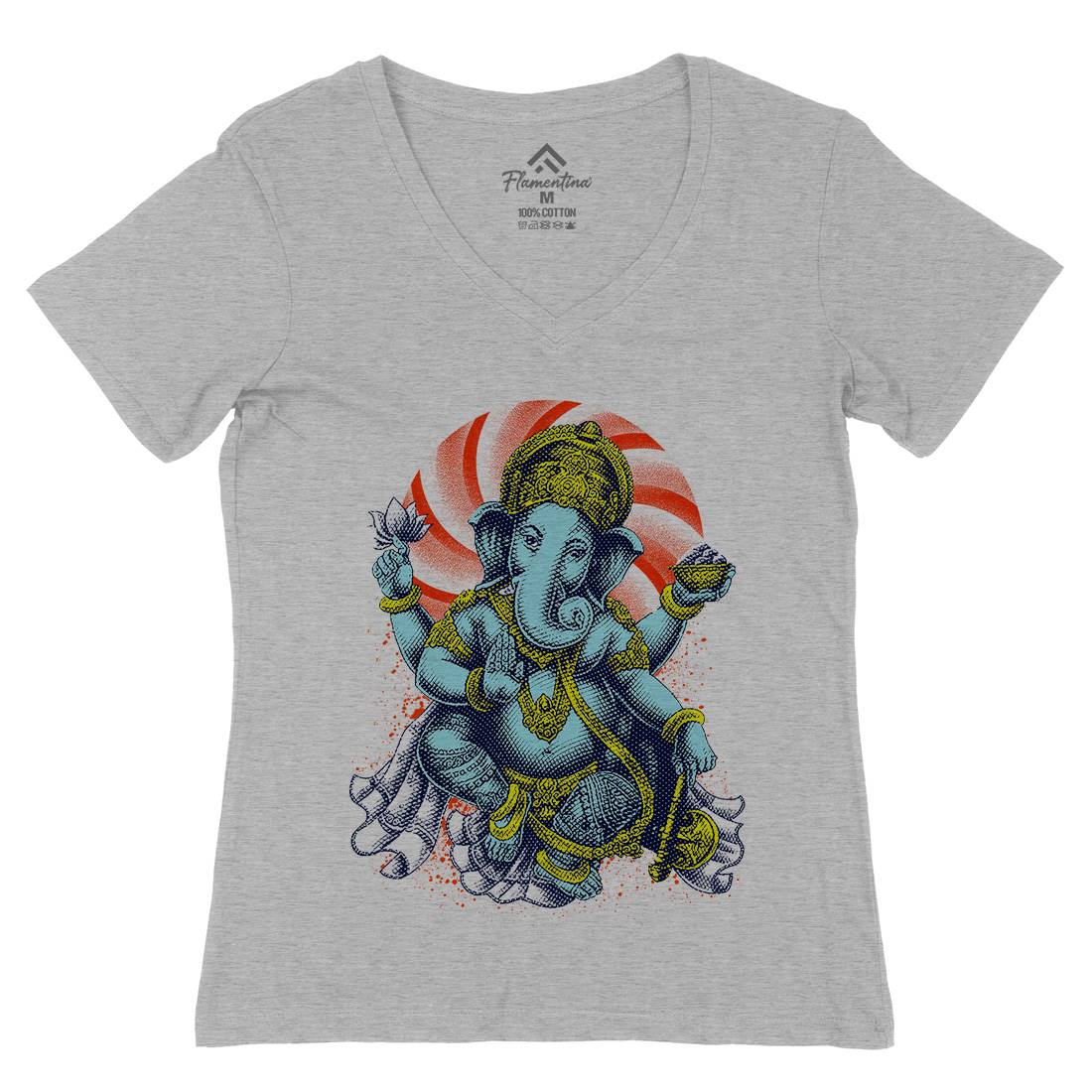Hindu Goddess Womens Organic V-Neck T-Shirt Asian D043