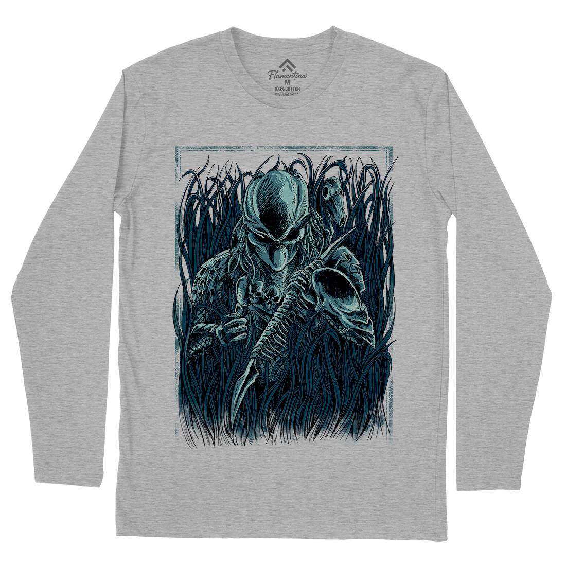 Hunter Mens Long Sleeve T-Shirt Horror D044